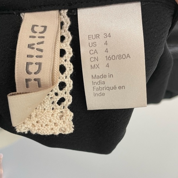 [4] H&M Black with Pink & White Floral Long Bell Sleeve Mini Dress - Picture 11 of 11